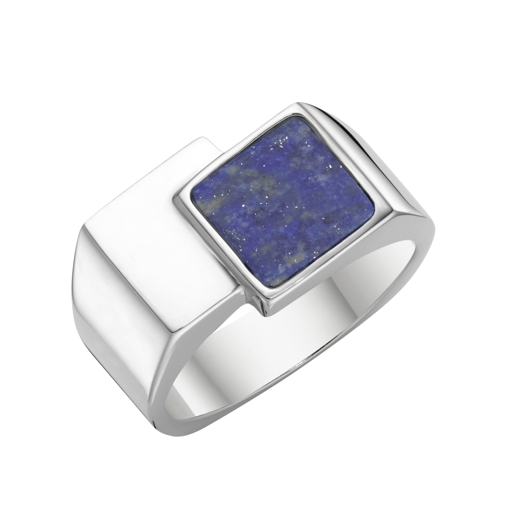 Silberring Siegelring mit blauer Lapis-Einlage, Silber 925