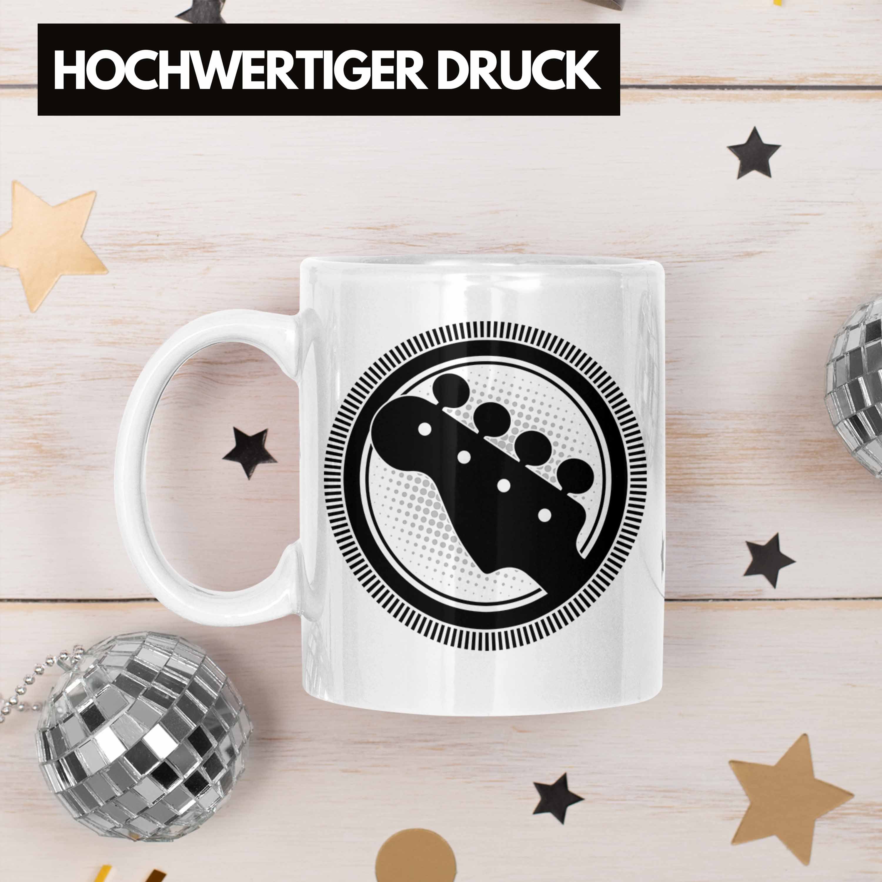 Tasse Gitarre Kaffee-Bech Gitarrenspieler Geschenk Spruch Tasse Trendation Geschenkidee Weiss