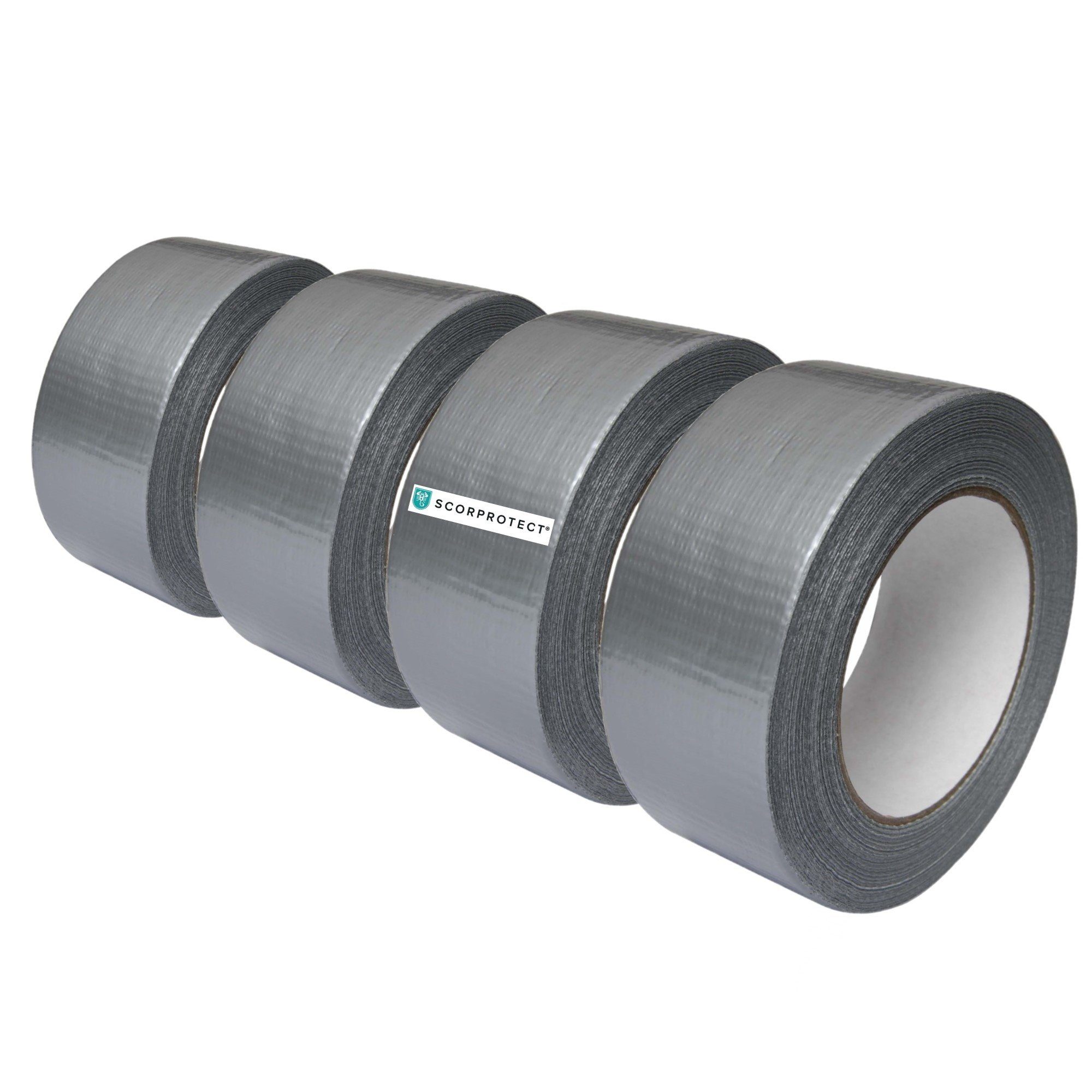 Scorprotect® Klebeband 4x Gewebeklebeband silbergrau Panzertape Gaffaband 48 mm x 50 m