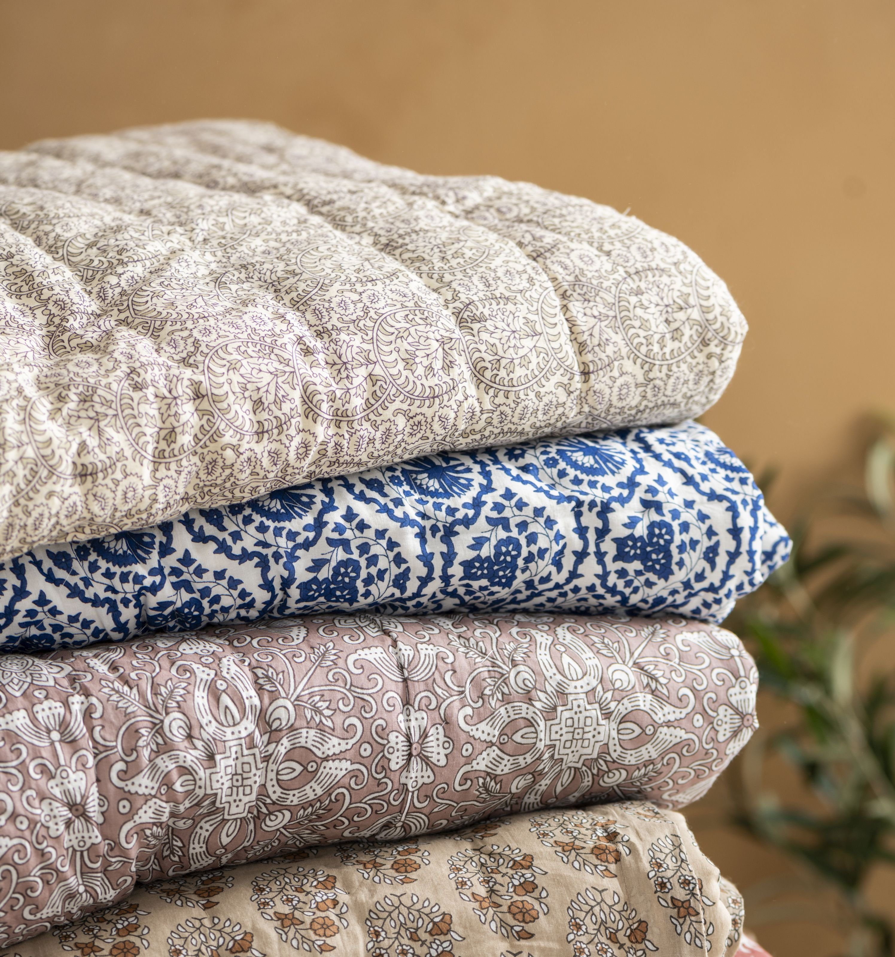 Ib Laursen Tagesdecke Laursen - Decke Quilt Tagesdecke Überwurf 170x130cm Muster Beige