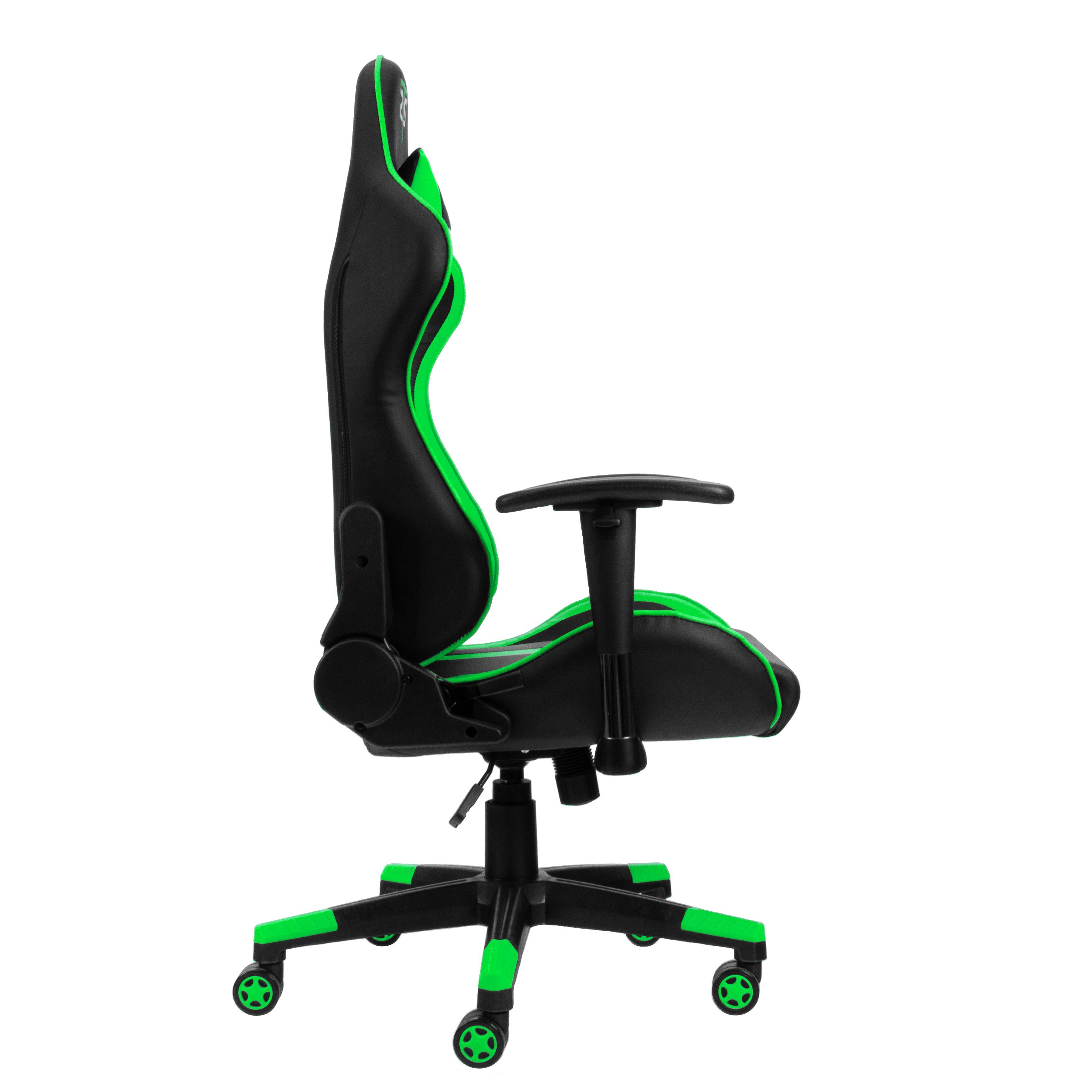 Hyrican Gaming-Stuhl "Striker Copilot" schwarz/grün, Kunstleder, ergonomischer Gamingstuhl, Bürostuhl, Schreibtischstuhl, geeignet für Jugendliche und Erwachsene