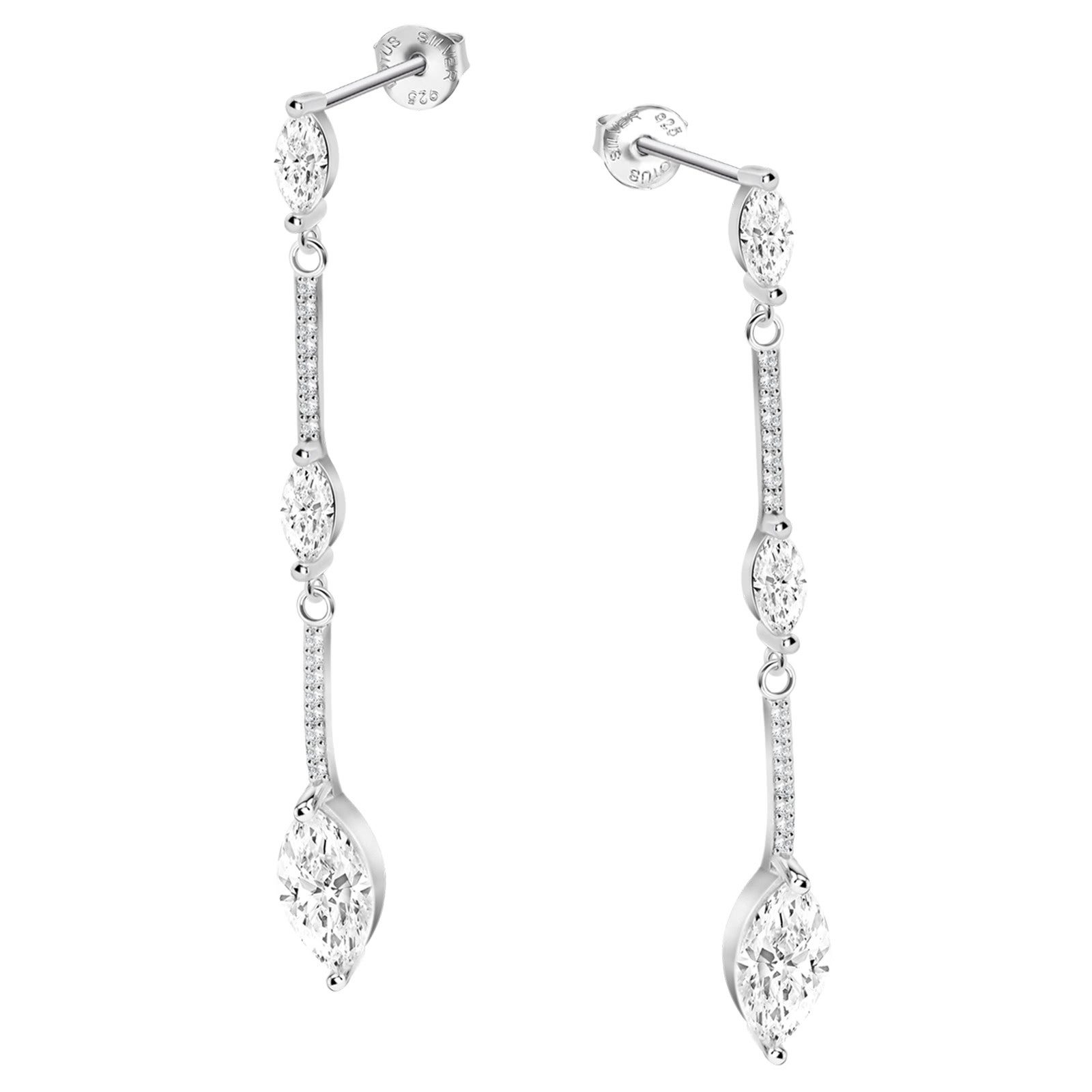 LOTUS SILVER Paar Ohrhänger LOTUS Silver Zirkoniastein 925 Silber (Ohrhänger), Ohrklemme Zirkoniastein ca. 46mm, 925 Sterling Silber, Farbe: silber