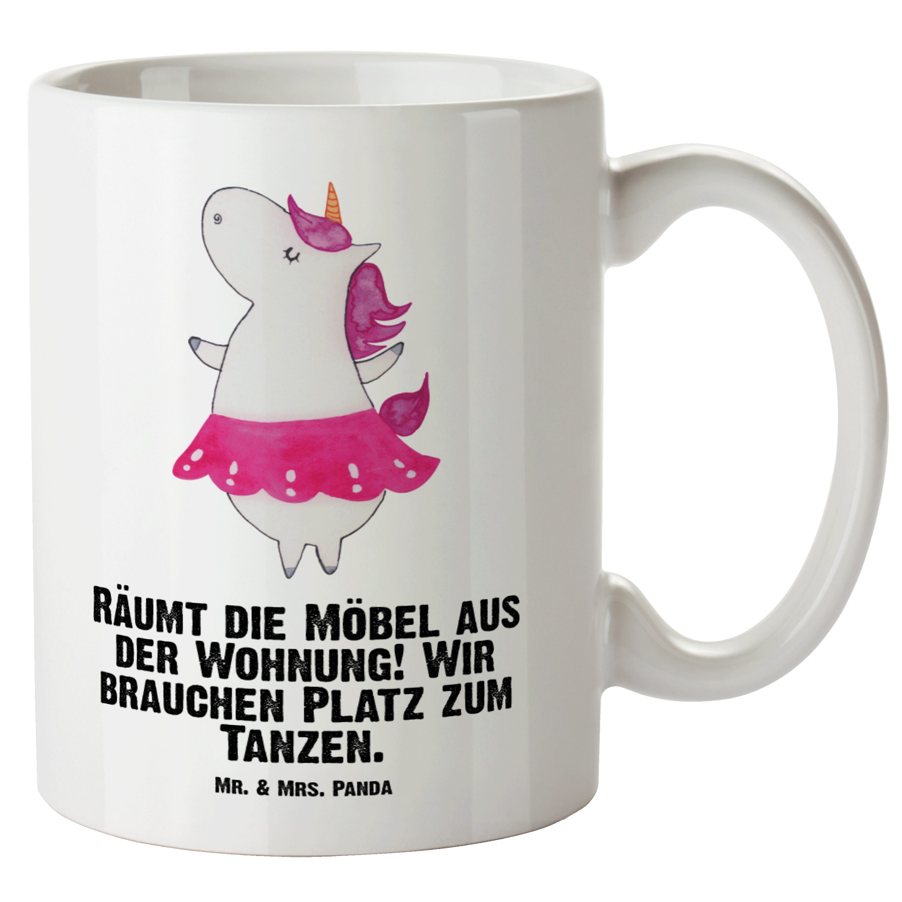 Mr. & Mrs. Panda Tasse Einhorn Ballerina - Weiß - Geschenk, Jumbo Tasse, XL Tasse, Einhörner, XL Tasse Keramik