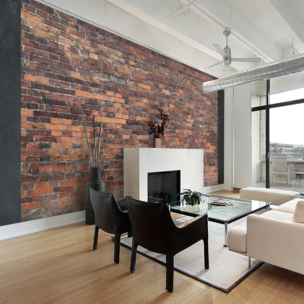 KUNSTLOFT Vliestapete Vintage Wall (Red Brick) 1x0.7 m, Halb-matt, lichtbeständige Design Tapete