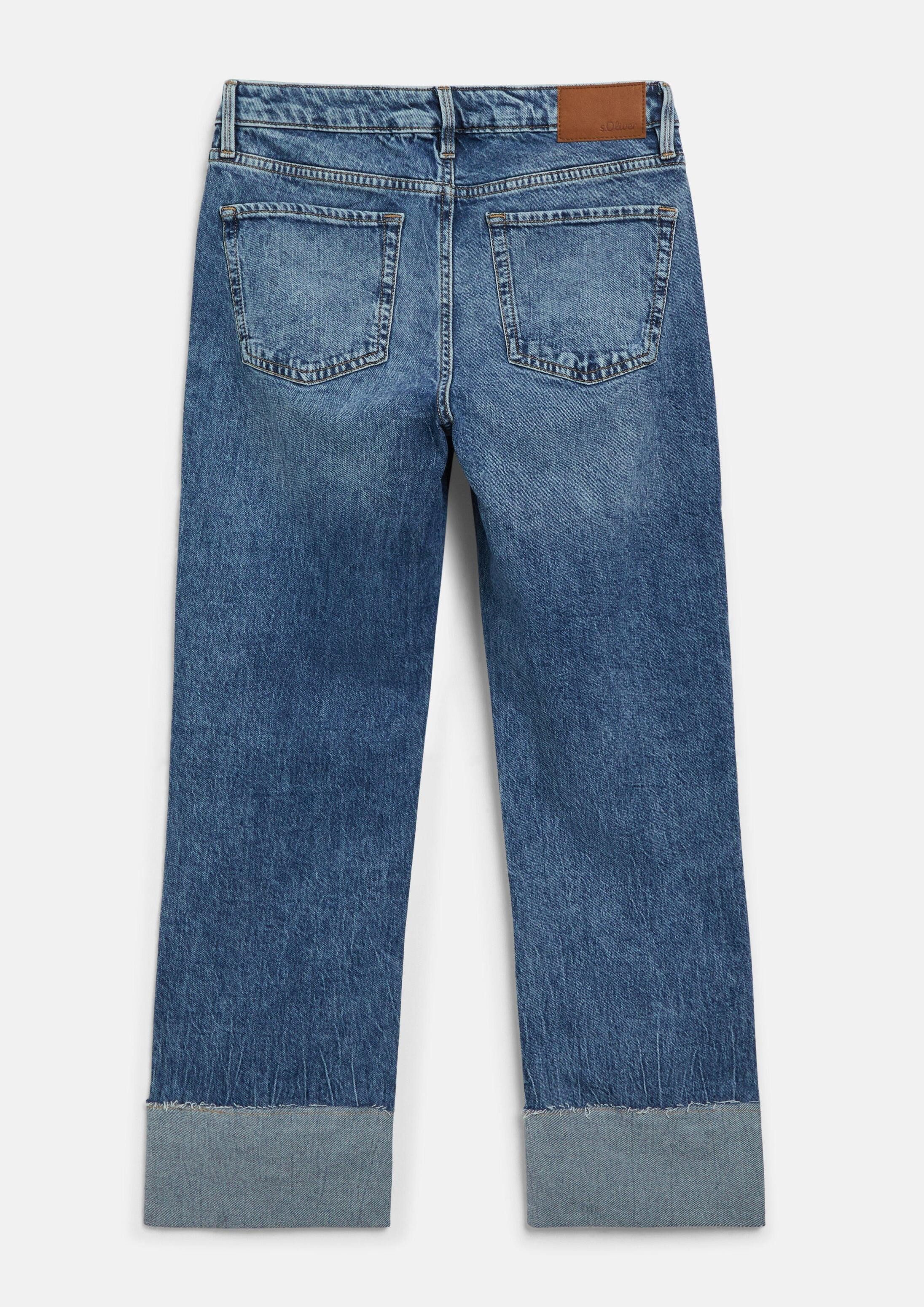 s.Oliver Regular-fit-Jeans Jeans-Hose KAROLIN Cropped Jeans Karolin / Mid Rise / Straight Fit / fixierten Umschlag