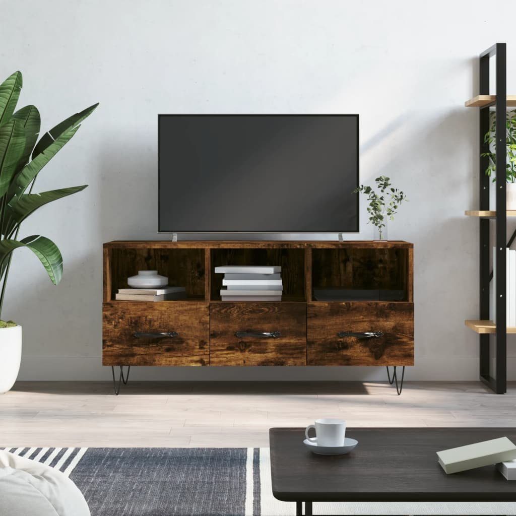 Holzwerkstoff TV-Schrank cm furnicato Räuchereiche 102x36x50