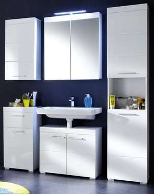trendteam Badezimmerspiegelschrank Amanda (Hängeschrank 2-türig in weiß, 60 x 77 cm) Hochglanz