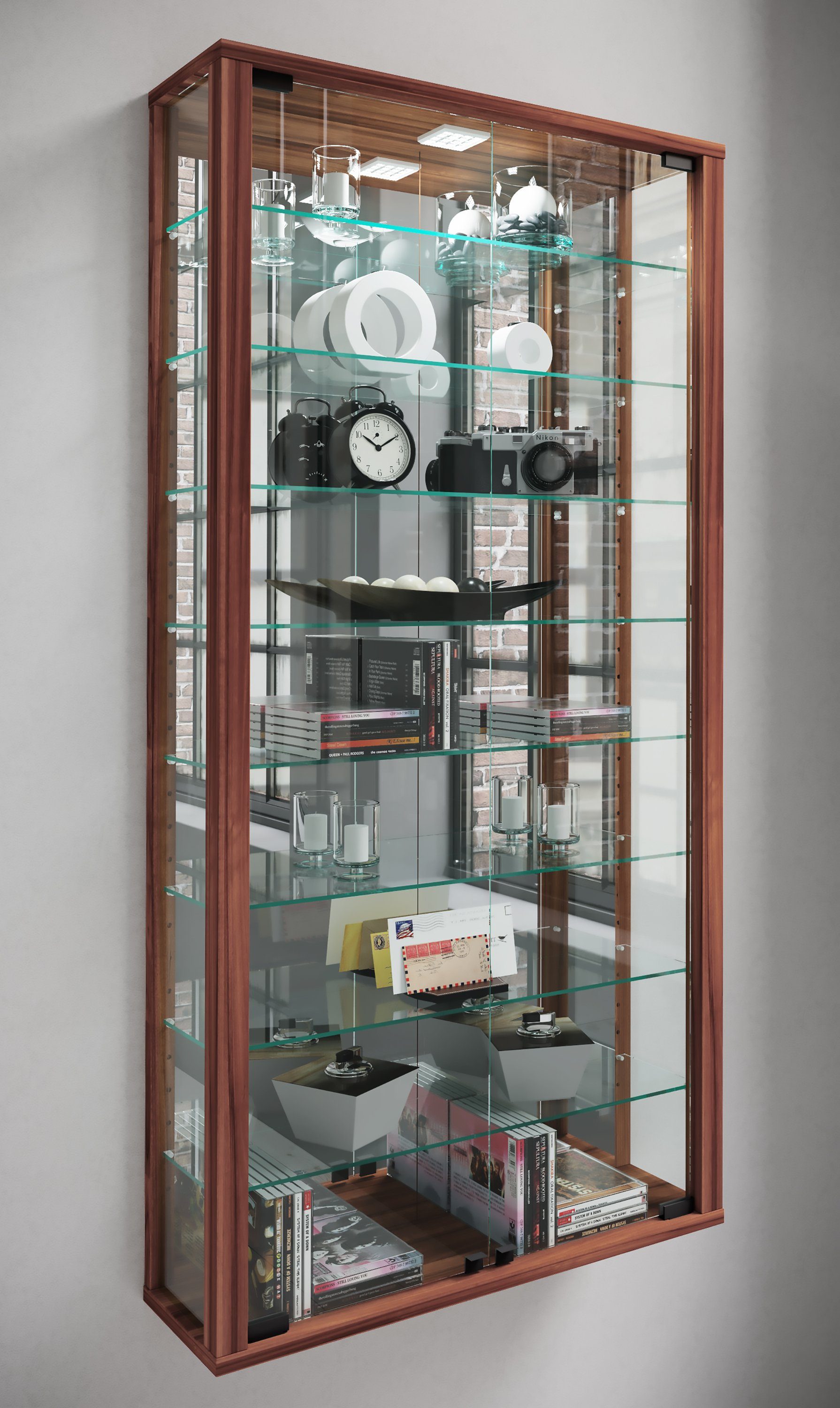 VCM Hängevitrine Wandvitrine Glasvitrine Vitrosa Maxi Spiegel