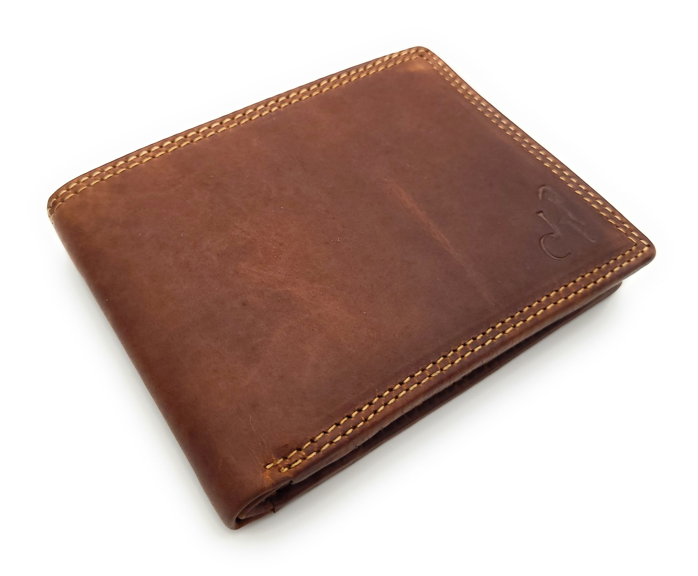 JOCKEY CLUB Geldbörse flaches echt Leder Portemonnaie mit RFID Schutz 6 Kartenfächer, flach, Scheinfächer aus Leder, rostbraun