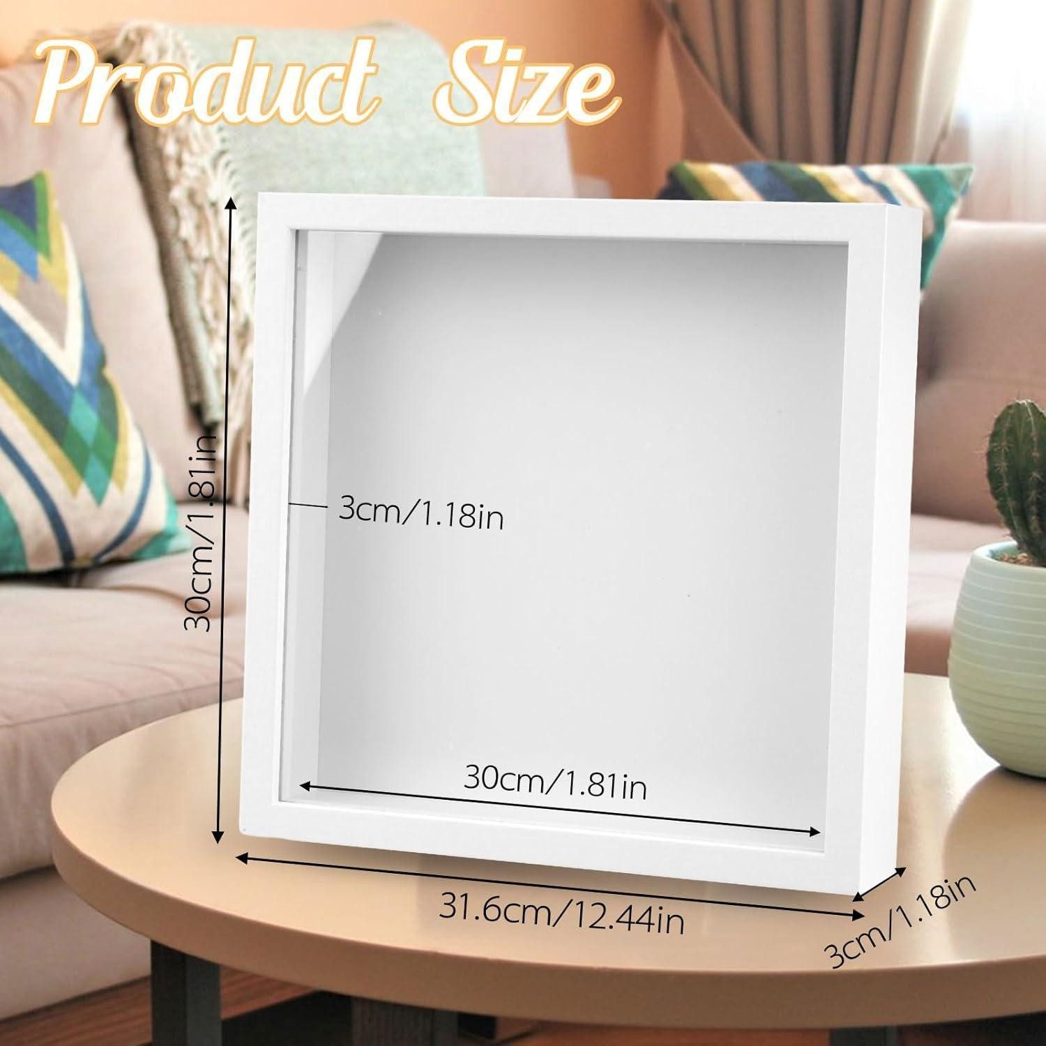LuxusKollektion Bilderrahmen zum Basteln Bilderrahmen Tiefer Befüllbar 3D Weiß Geschenk 30 x 30 cm