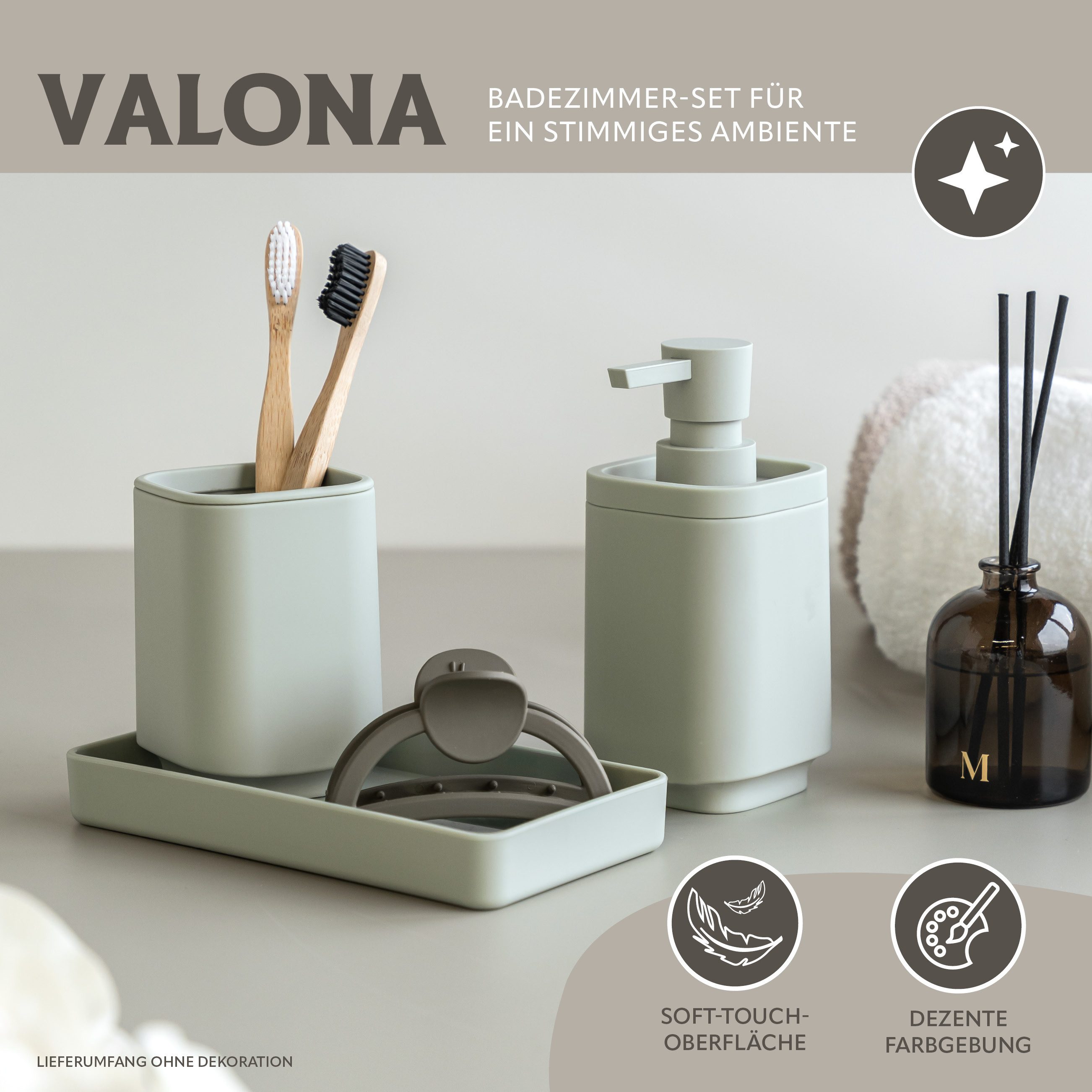 eluno Badaccessoire-Set VALONA 3tlg. Soft-Touch, 3 tlg.