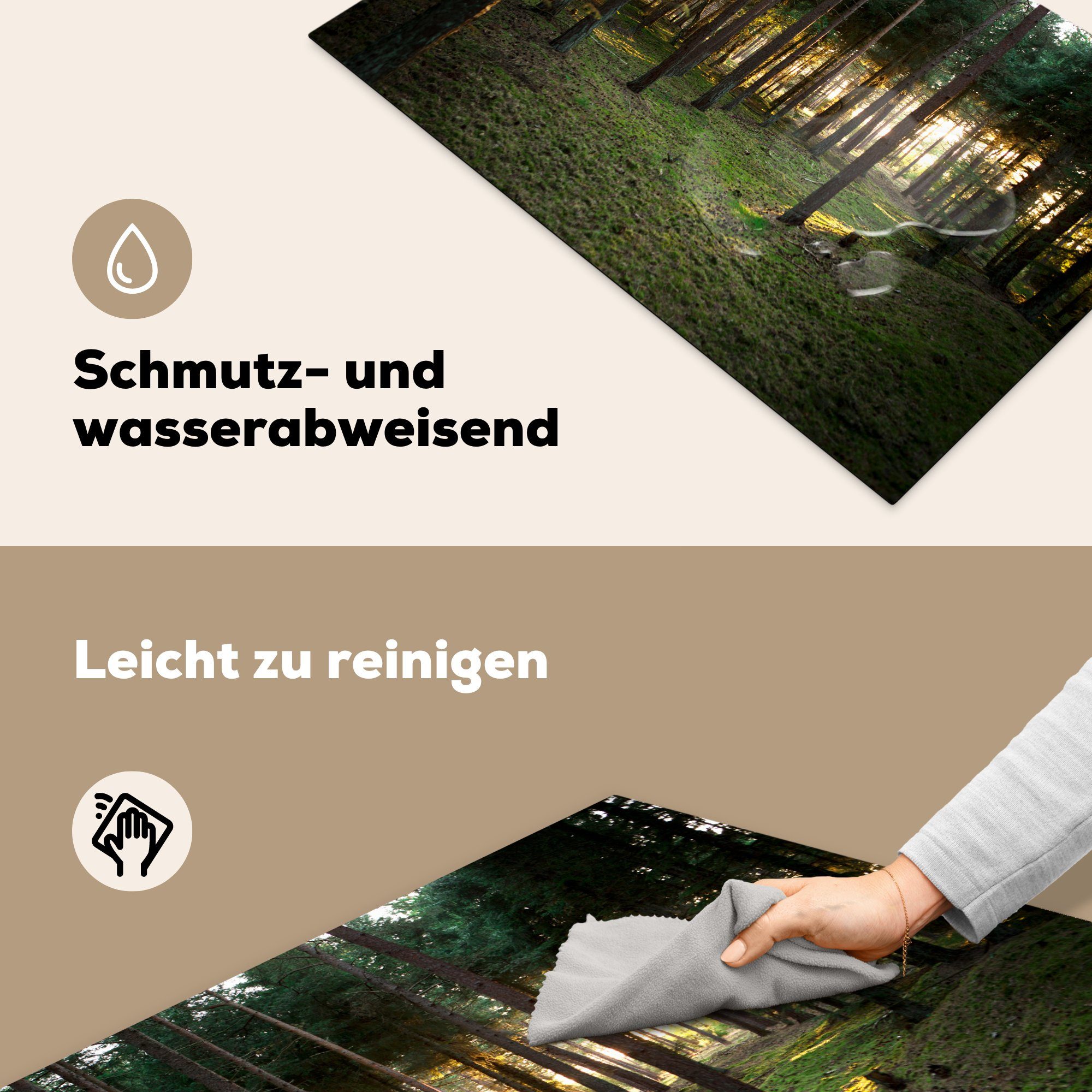Induktionskochfeld tlg), MuchoWow Vinyl, küche, (1 81x52 cm, Gras, Ceranfeldabdeckung Sonne - Baum Herdblende-/Abdeckplatte für - die Schutz