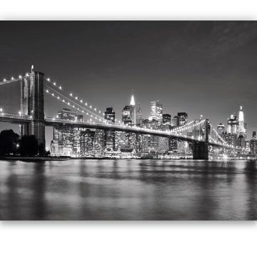 murimage® Fototapete Fototapete New York 3D 366 x 254 cm Manhattan Skyline USA Brooklyn Bridge City schwarz weiß inklusive Kleister
