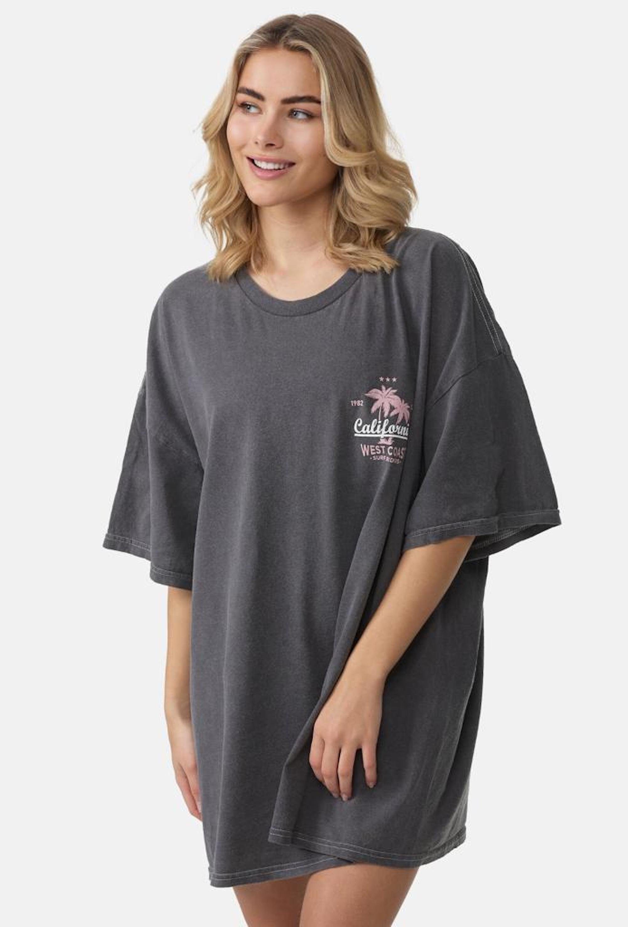 Worldclassca T-Shirt Worldclassca Oversized California Print T-Shirt lang Sommer Oberteil