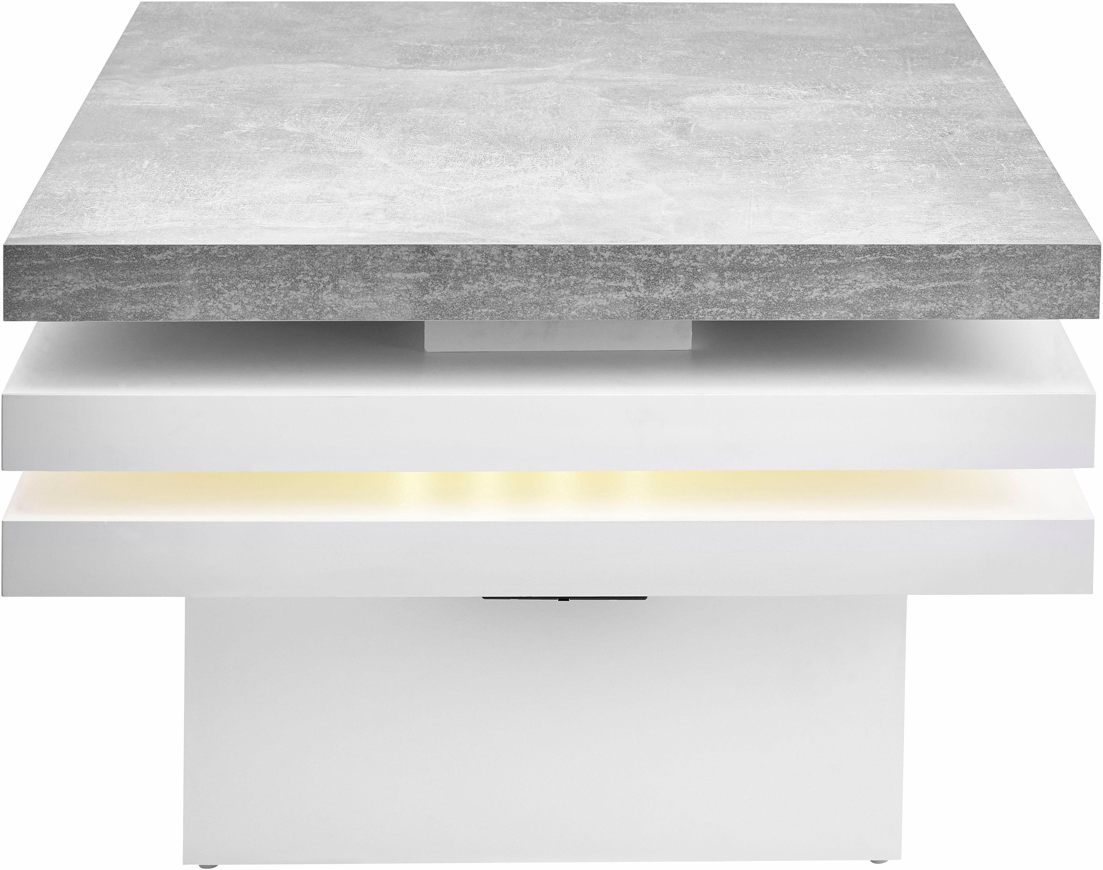 Frontansicht des Couchtisches mit LED-Beleuchtung