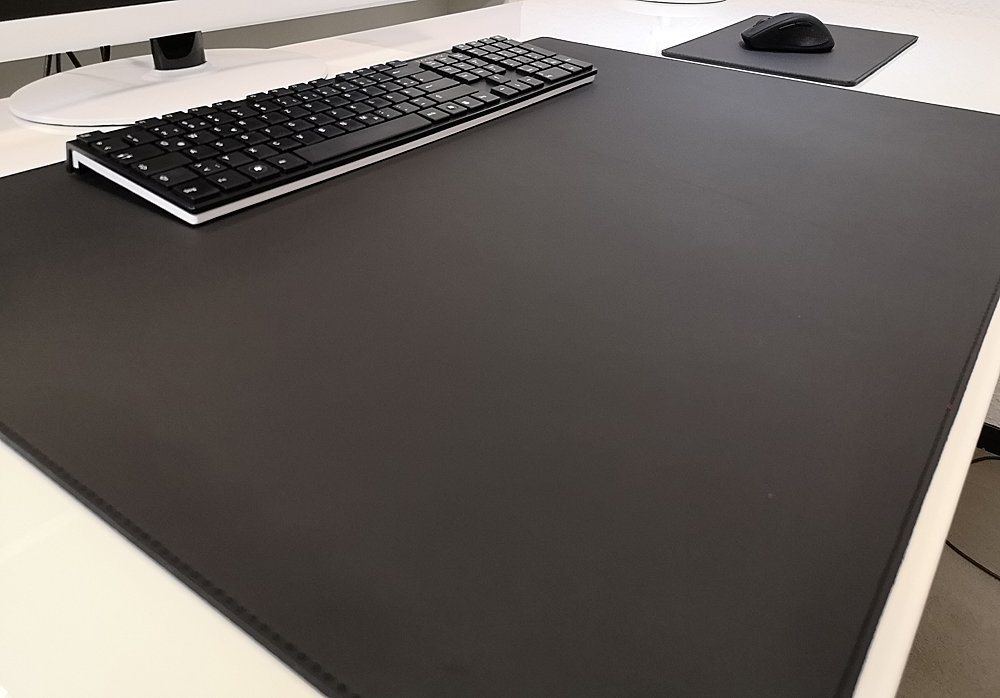 Thumbnail - Profi Mats Schreibtischunterlage mit Mauspad Echt Leder Schwarz 70 x 50 Rindsleder