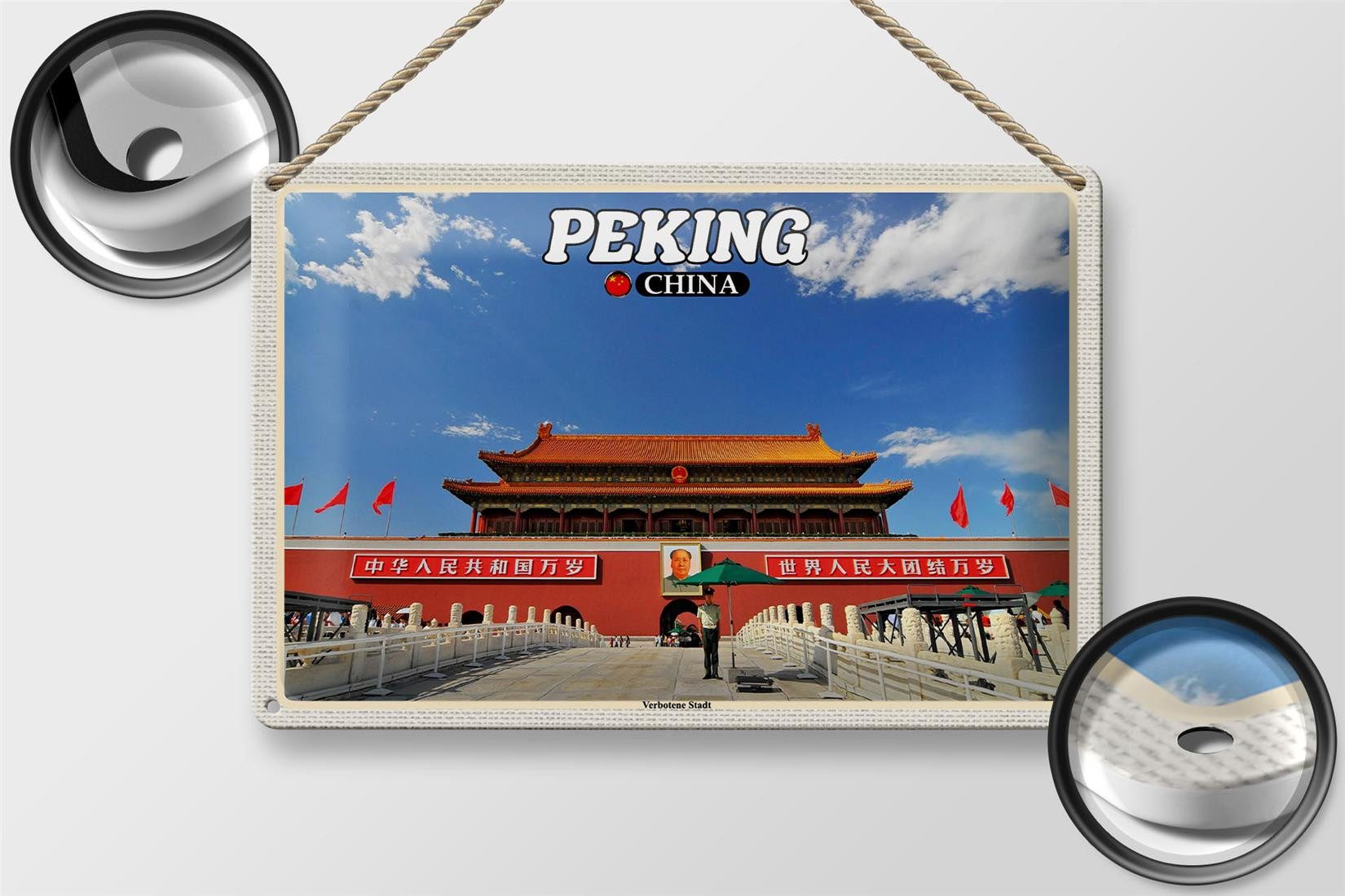 Femer GmbH Metallschild Reise 30x20cm Peking China Verbotene Stadt, (1 St), gewölbte Oberfläche, abgerundete Ecken, umgeschlagene Kanten