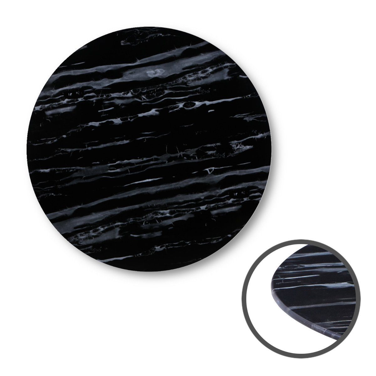 HOOZ Tischplatte aus Glas verschiedene Größen (Marmorschwarz, 1 St., ESG-Sicherheitsglas), mit hochwertigem Facettenschliff