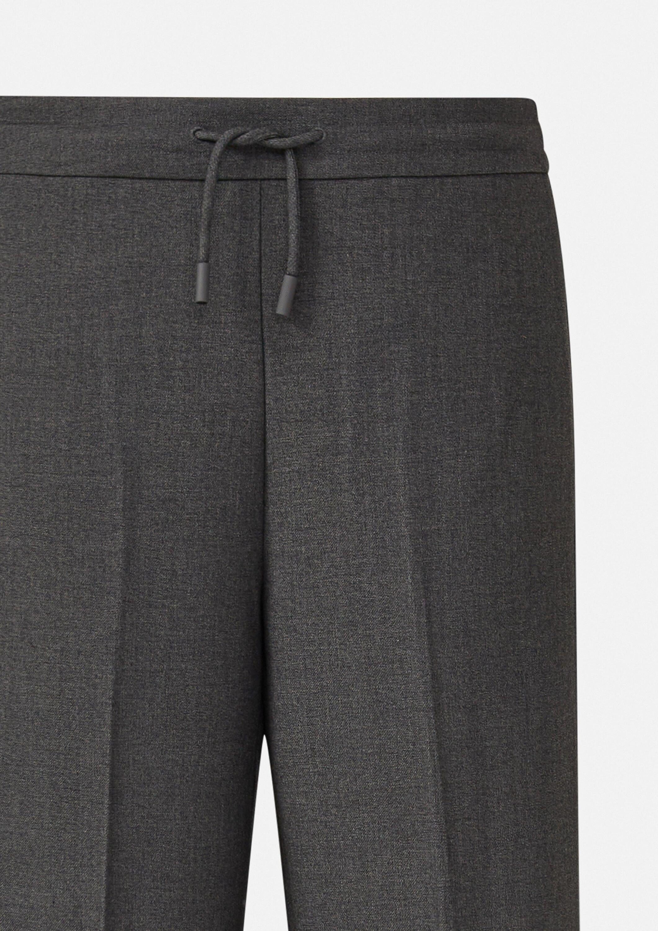 comma Chinos Hose Melierte Wide-Leg-Hose mit Elastikbund