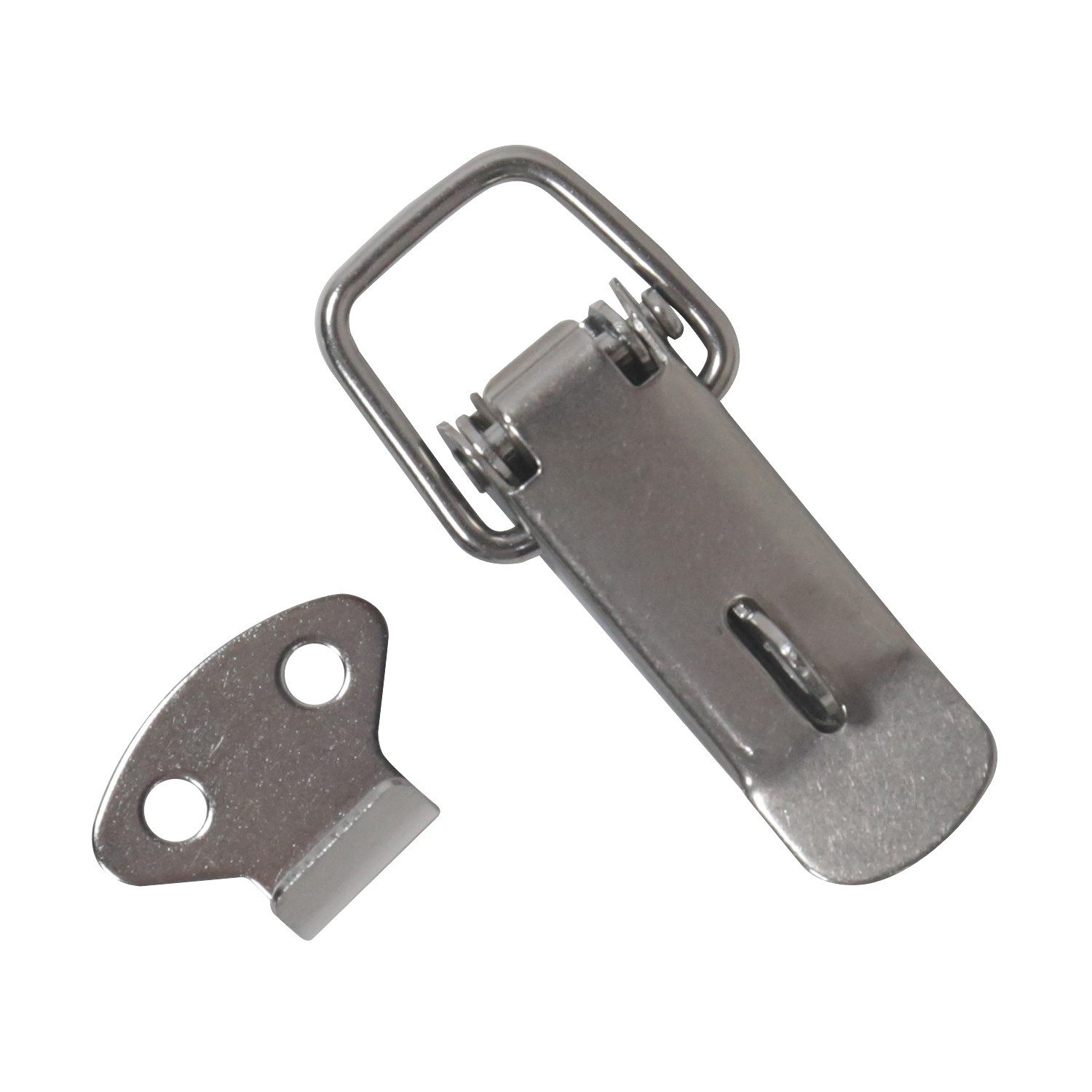 HMF Möbelbeschlag Edelstahl Spannverschluss mit Schlossöse (8 Stk., Set), Hebelverschluss 27 x 75 mm, Silber