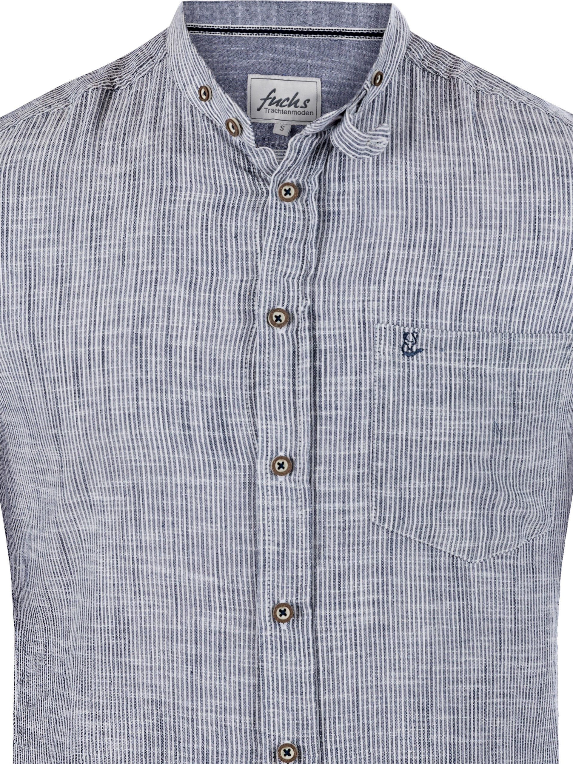 FUCHS Trachtenhemd Hemd Stefan blau mit Stehkragen günstig online kaufen