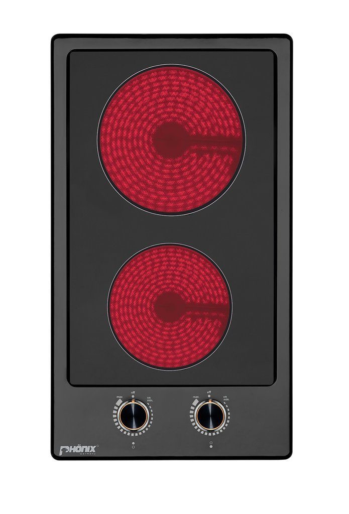 Phönix Germany Elektro-Kochfeld PC-302ET, Glaskeramikkochfeld 2 Zonen Glaskeramik Einbauherd,emaillierte Gehäuse
