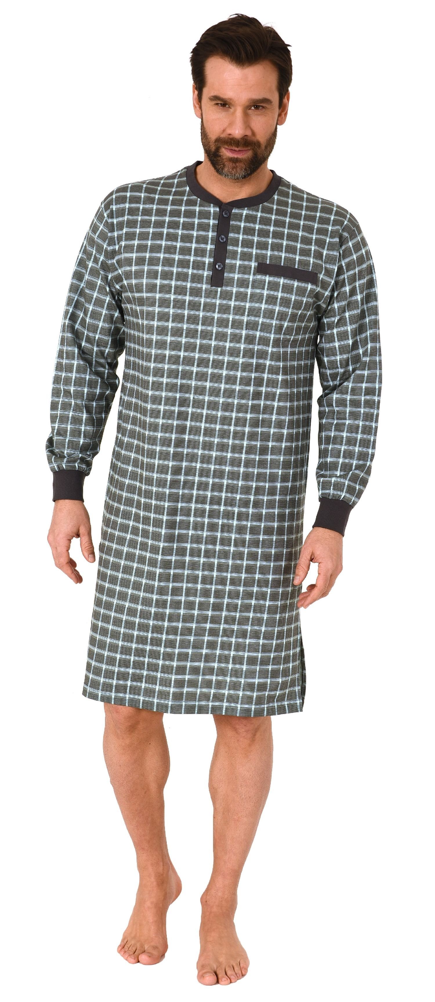 Normann Pyjama Herren Nachthemd mit Bündchen in Karo Optik - auch in Übergr günstig online kaufen