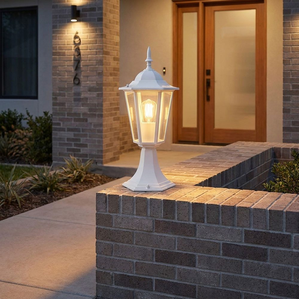 V-TAC LED Pollerleuchte, Leuchtmittel inklusive, Warmweiß, LED Stehlampe Sockelleuchte Aluminium Glas weiß spritzwassergeschützt