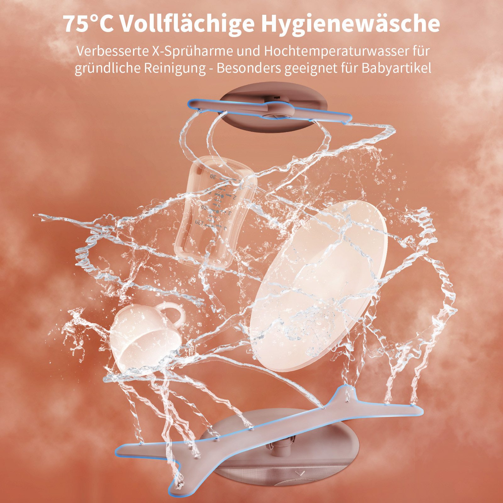 Airmsen Tischgeschirrspüler ECO-Modus,5L wassertank,9 Programme,Selbstreinigend, 1-24H Timer ZMW-DUHC01, 5 l, 4 Maßgedecke, Geeignet für Hausküchen, Wohnungen,  – Bild 4 von 5