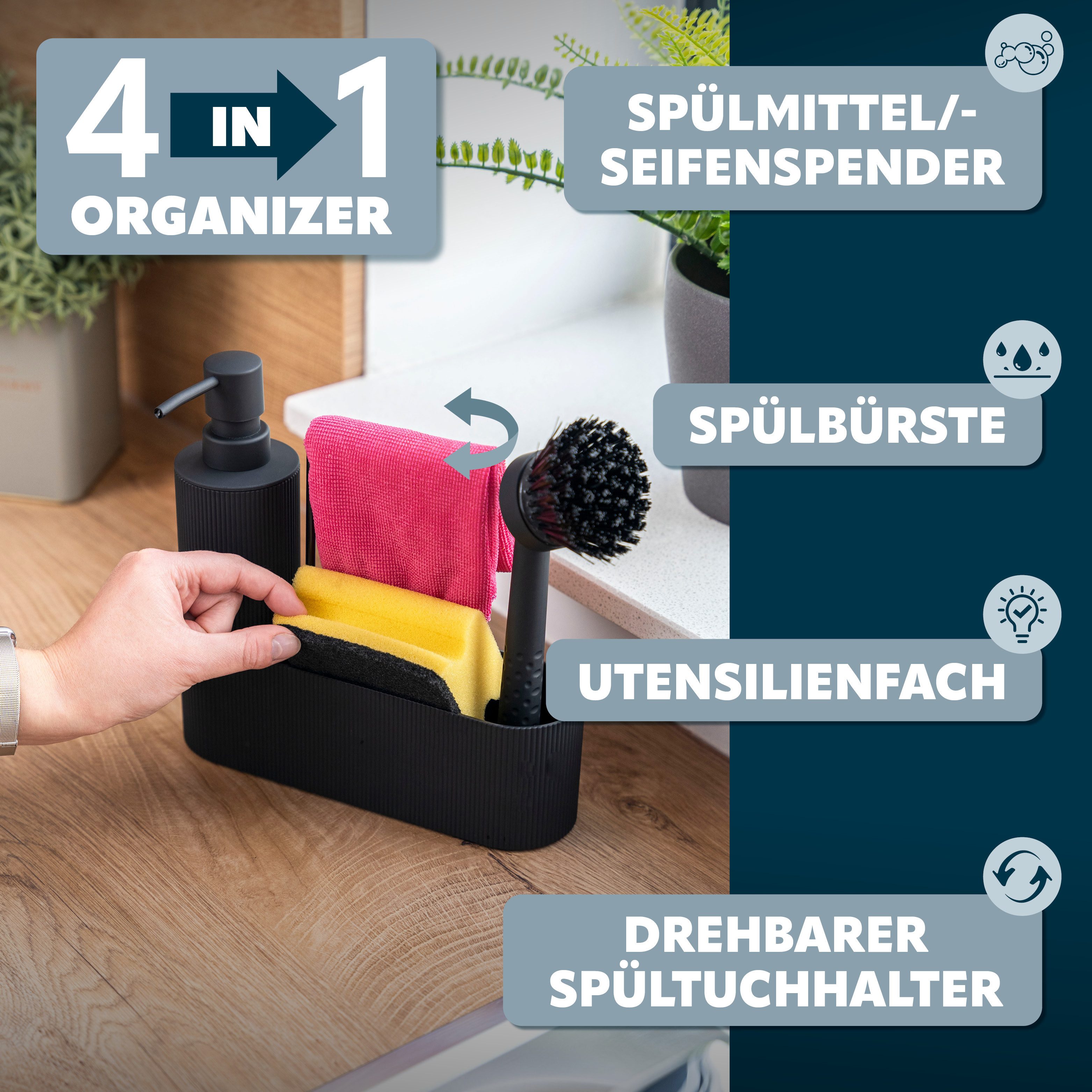 eluno Seifenspender Spülbecken Organizer ca. 22 x 21 x 6,5 cm (B/H/T), (1-tlg)