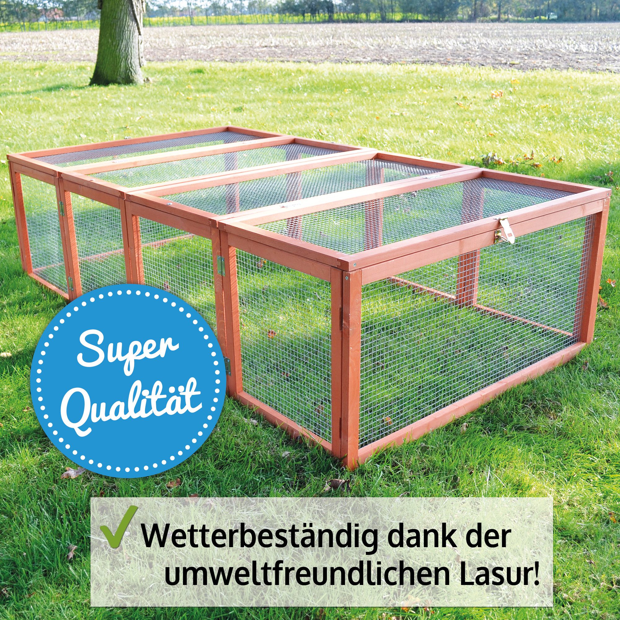 Zooprinz Freigehege Rabbit Run Hasen Kaninchen Auslauf Gehege, 100x48x181 cm, klappbar, wetterfest, winterfest, braun
