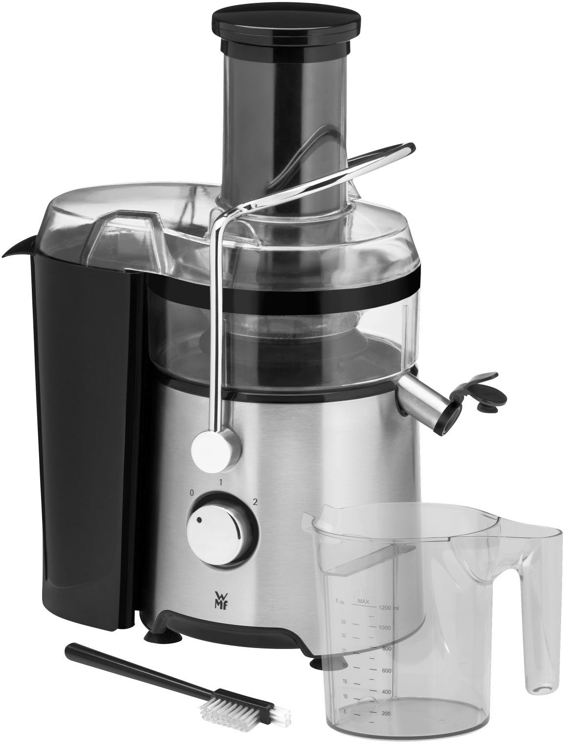 WMF Entsafter Kult X, elektrische Obst Gemüse Saftpresse aus Edelstahl, 500W, 500 W, Slow Juicer für große Fruchtstücke, 2 Geschwindigkeitsstufen
