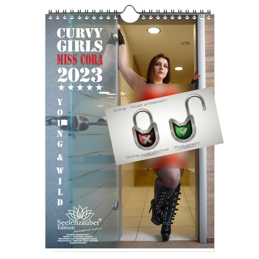 Seelenzauber Wandkalender Sexy Curvy Miss Cora Girls DIN A4 Kalender für 2023 Erotik - Seelenzau