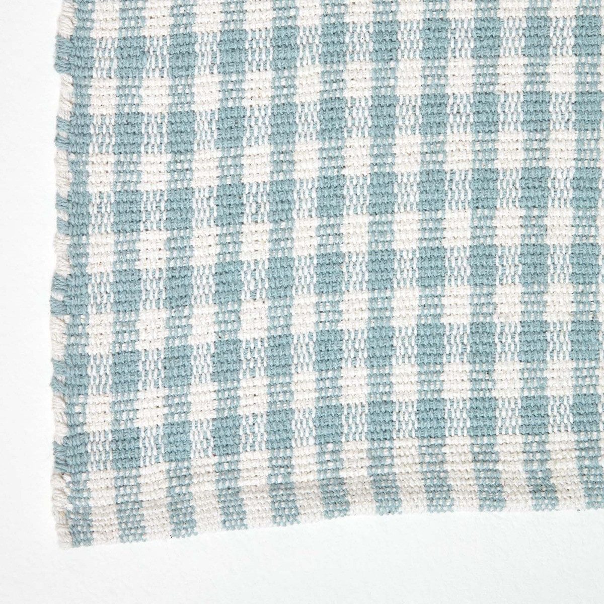 Homescapes Teppich Webteppich blau-weiß kariert – Baumwollteppich Vichy-Karo, 60x90 cm, Höhe: 20 mm