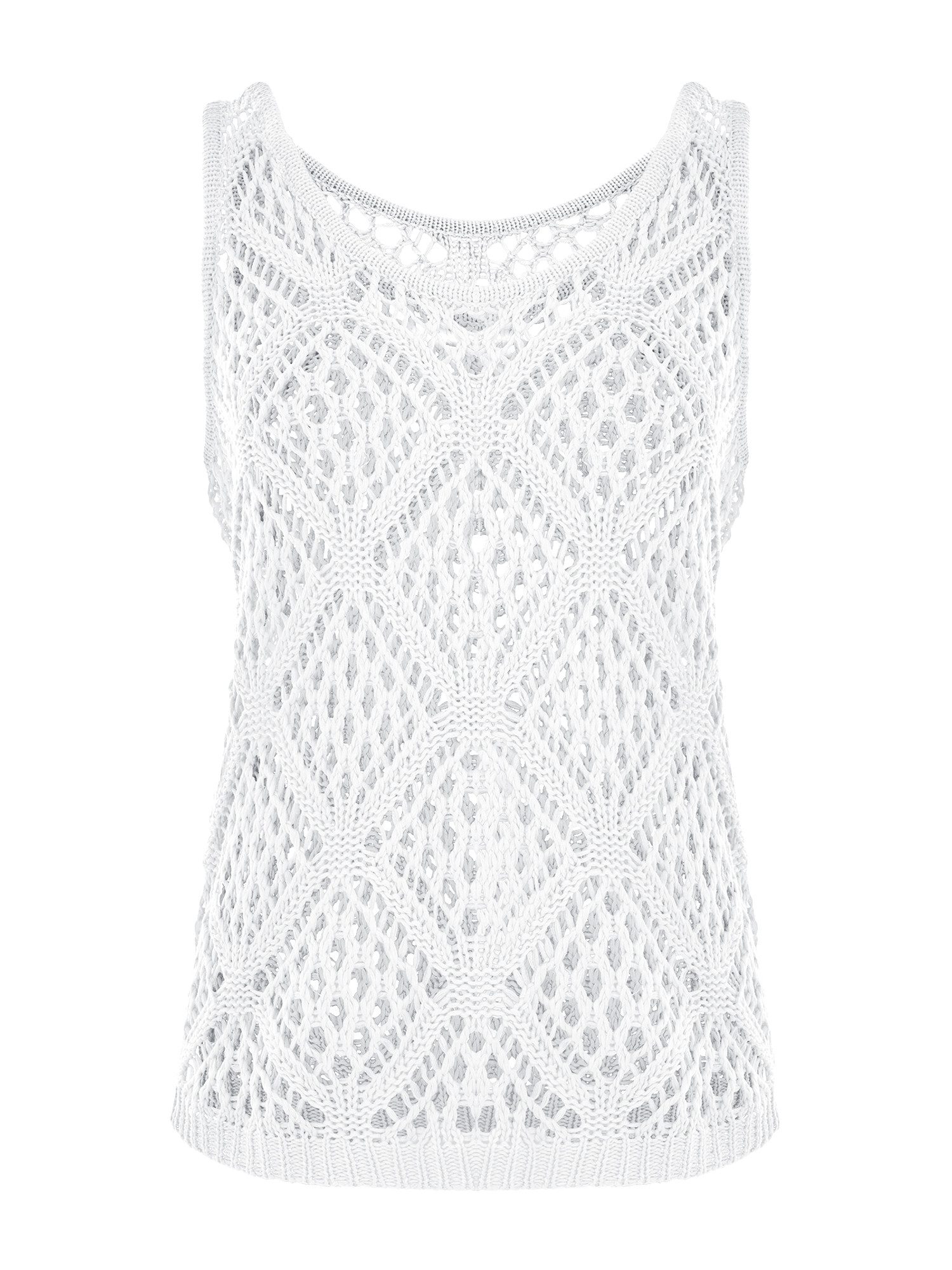 Imily Bela Stricktop Damen gehäkelt Tanktop Rundhals Beach Cover-Up Casual Oberteil (Packung, 1-tlg., 1per-Pack) Lochstrick mit Zopfmuster in Unifarbe – Bild 5 von 5