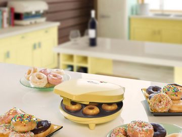 bestron Donut-Maker ADM218SD Sweet Dreams, 700 W, im Retro Design, Antihaftbeschichtung, Gelb