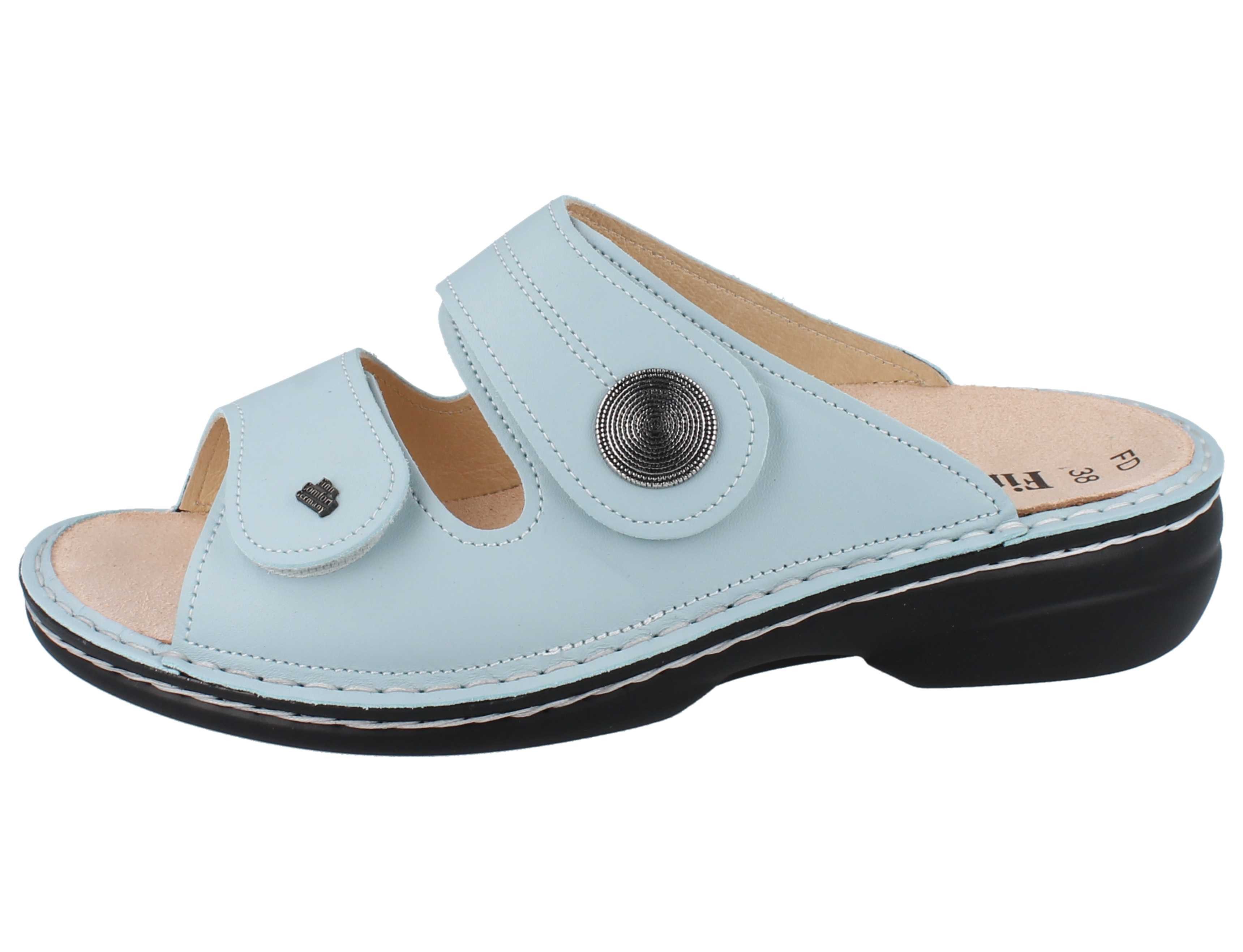 Finn Comfort FINN COMFORT Sansibar Damen Pantolette hellblau sky Glattleder - Pantolette Wechselfußbett