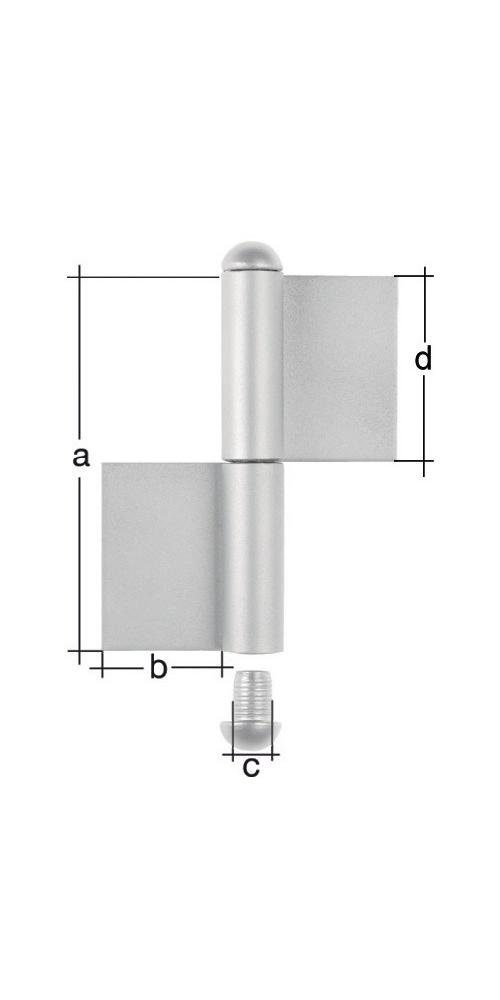 Alberts Torbeschlag Konstruktionsband Typ K04 2-teilig zum Anschweißen EdelstahlRundkopf 120/30/9/60 mm