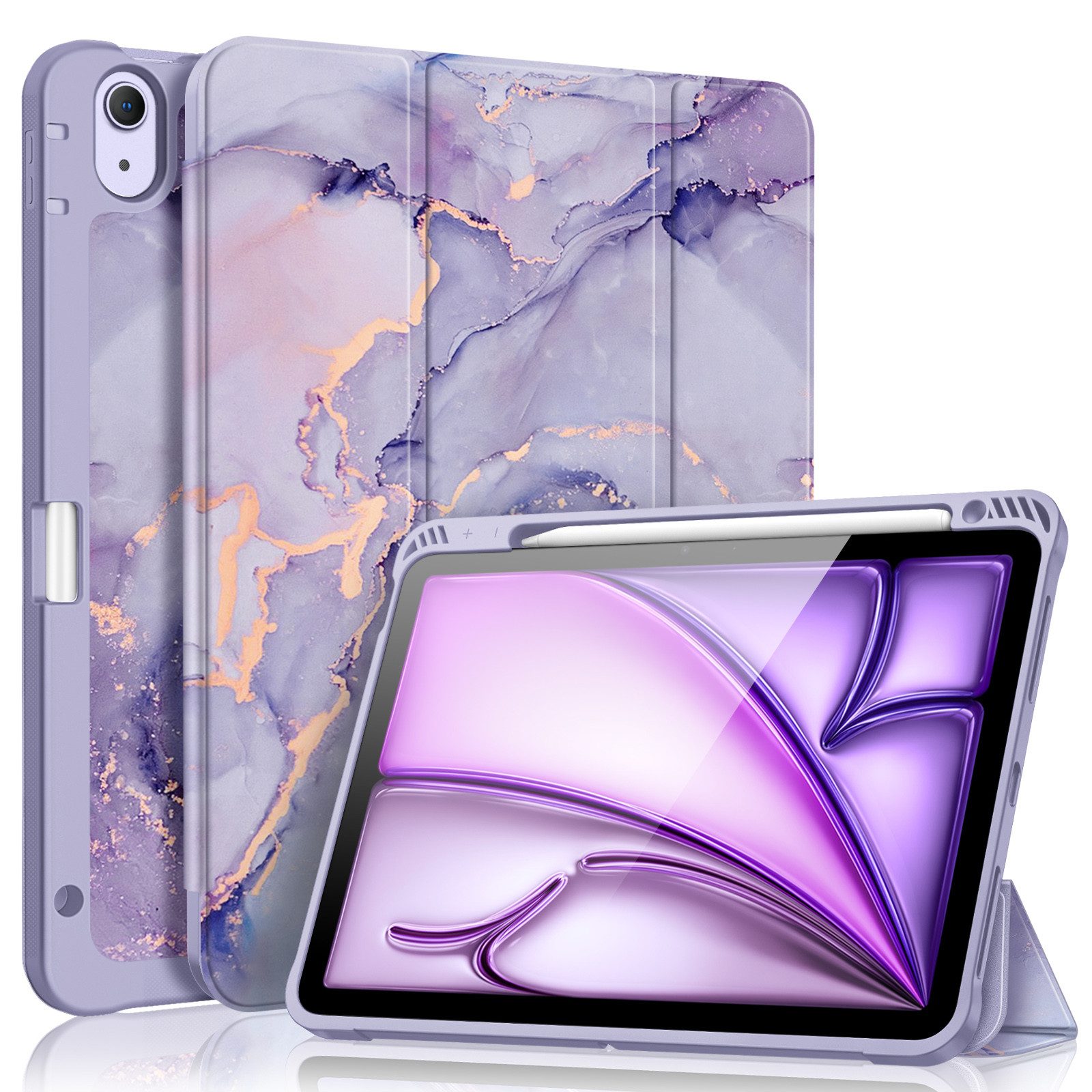 Fintie Tablet-Hülle für iPad Air 11'' M4/M3/M2(2026/2025/2024), iPad Air 5/4 Gen 2022/2020 10,9 Zoll, mit Stifthalter, Soft TPU Rückseite Abdeckung Hülle Intelligent Case