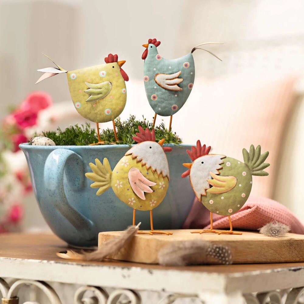 Home-trends24.de Dekofigur Hühner Huhn Bunt Metall Deko Figur Figuren Oster günstig online kaufen