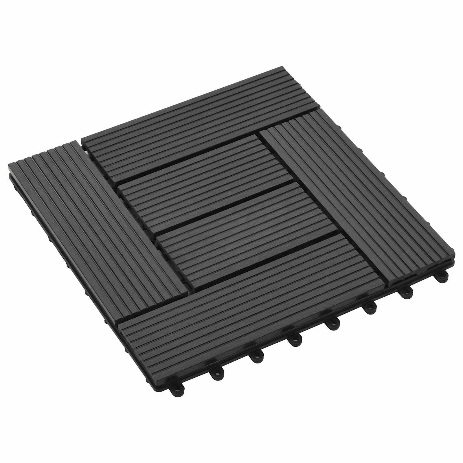 vidaXL Terrassendielen Terrassenfliese 11 stk. Schwarz 30 x 30 cm WPC, BxL: je 30x30 cm, (11-St)