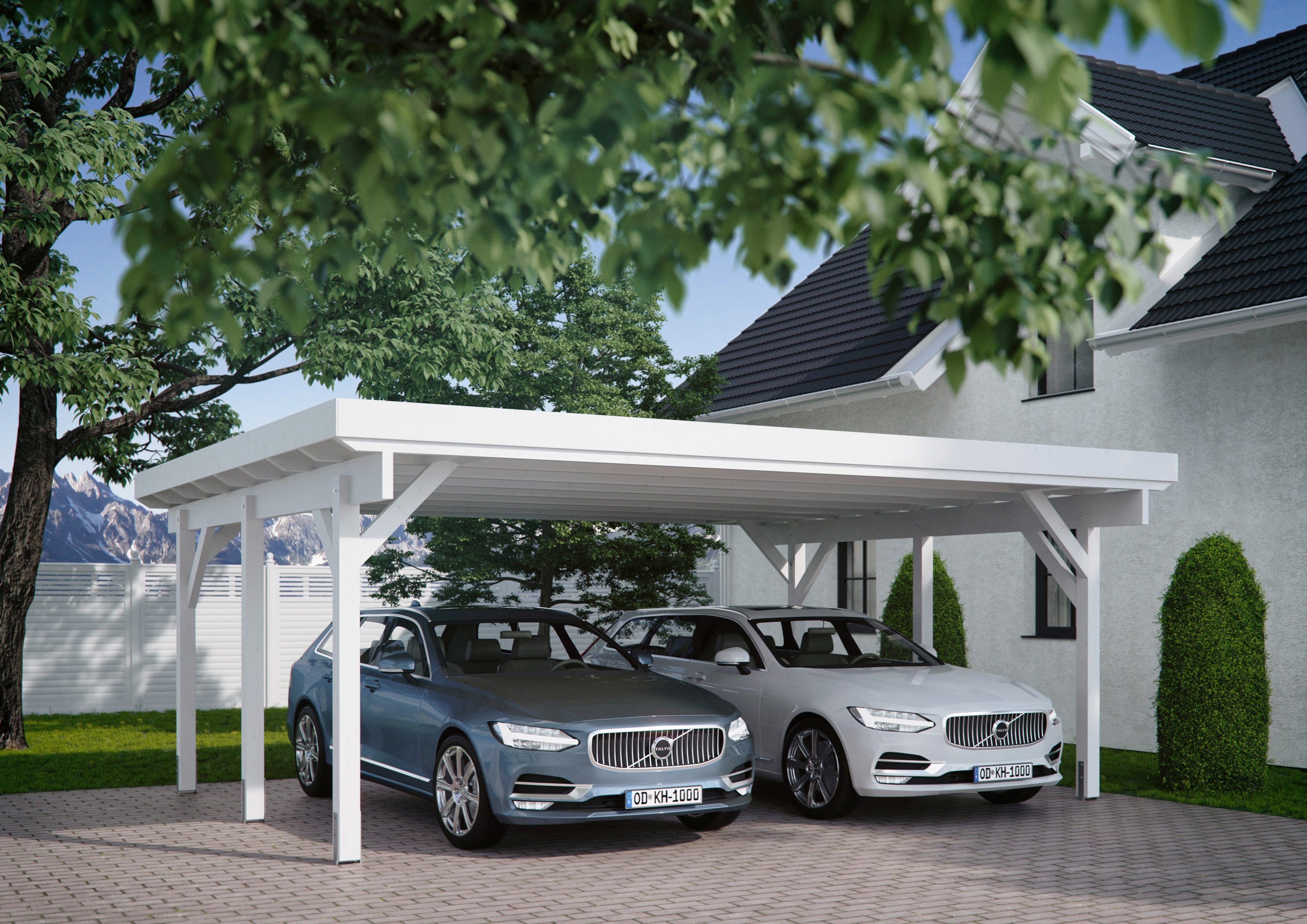 Kiehn-Holz Doppelcarport KH 310 / KH 311, BxT: 634x504 cm, 213 cm Einfahrtshöhe, Stahl-Dach, versch. Farben
