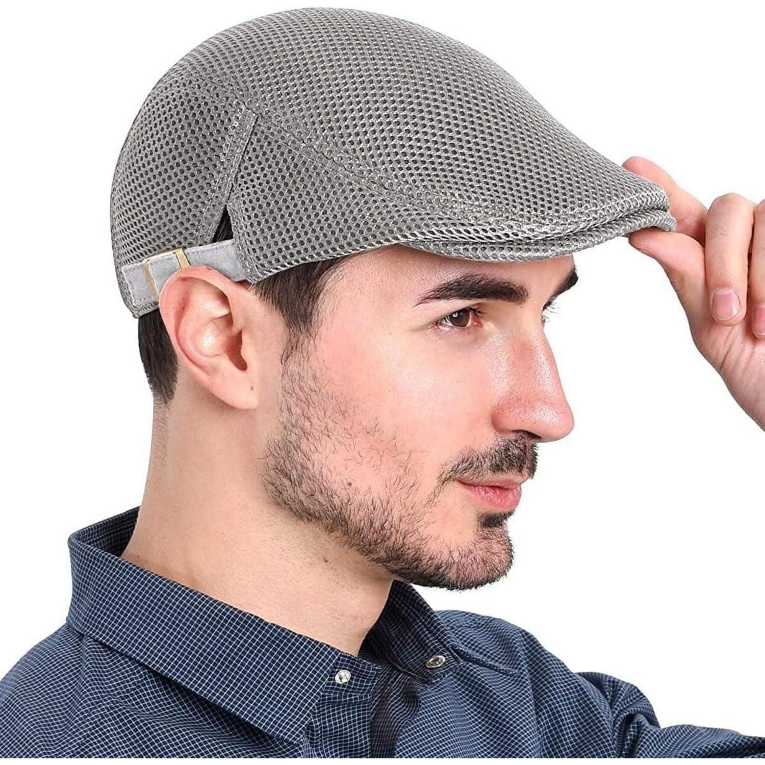 LuxusKollektion Schiebermütze Sonnenhut Barett Schiebermütze Mesh Herren Damen Einheitsgröße 2-Grau