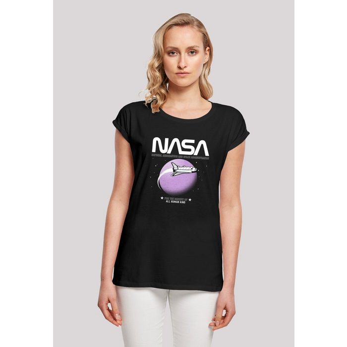 F4NT4STIC T-Shirt Extended Shoulder T-Shirt 'NASA Shuttle Orbit' Damen Premium Merch Regular-Fit Kurze Ärmel Bedruckt