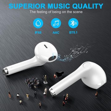 yobola Kabellos Bluetooth 5.1 HiFi Stereoklang, IPX5 Wasserdicht In-Ear-Kopfhörer (Perfekter Sitz für den aktiven Lifestyle mit sportlichen Kopfhörern., Touch Control,Kopfhörer Eingebautes Mikrofon für Smartphone)