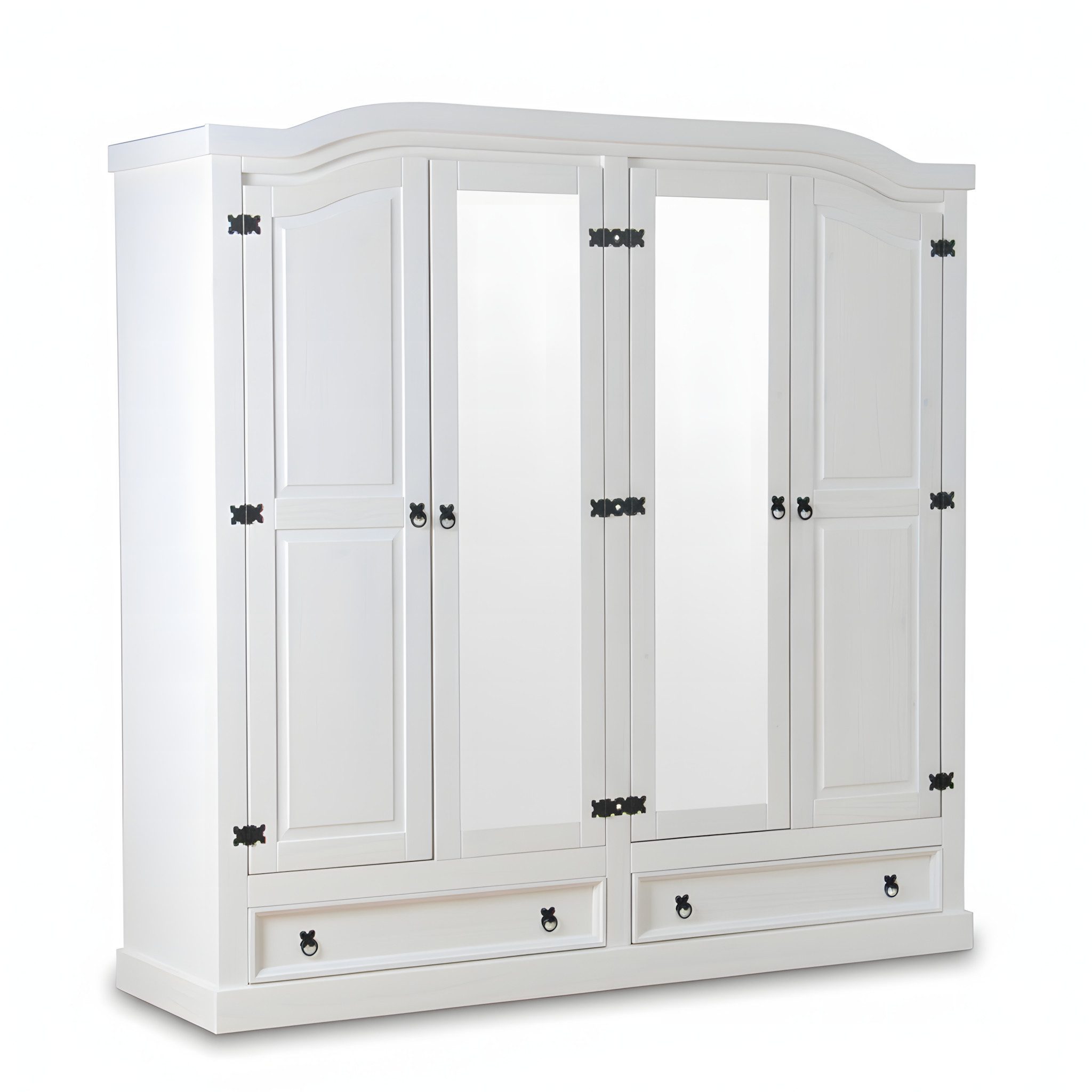 ebuy24 Kleiderschrank New Mexico Kleiderschrank 4-türig mit 2 Spiegeltür