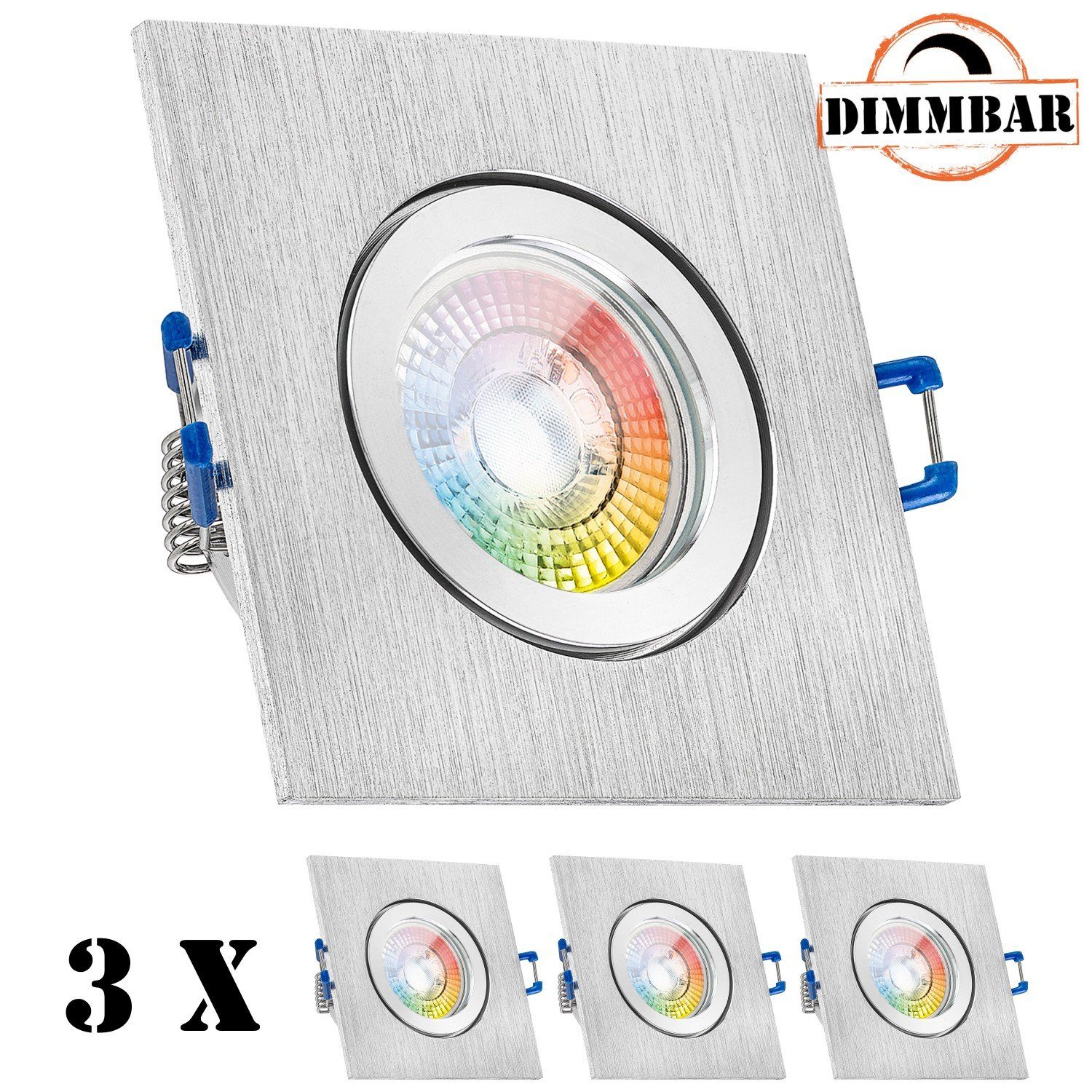 Einbaustrahler RGB - LED bicolor Einbaustrahler Set LEDANDO LED 3er in extra zweifarbi flach IP44