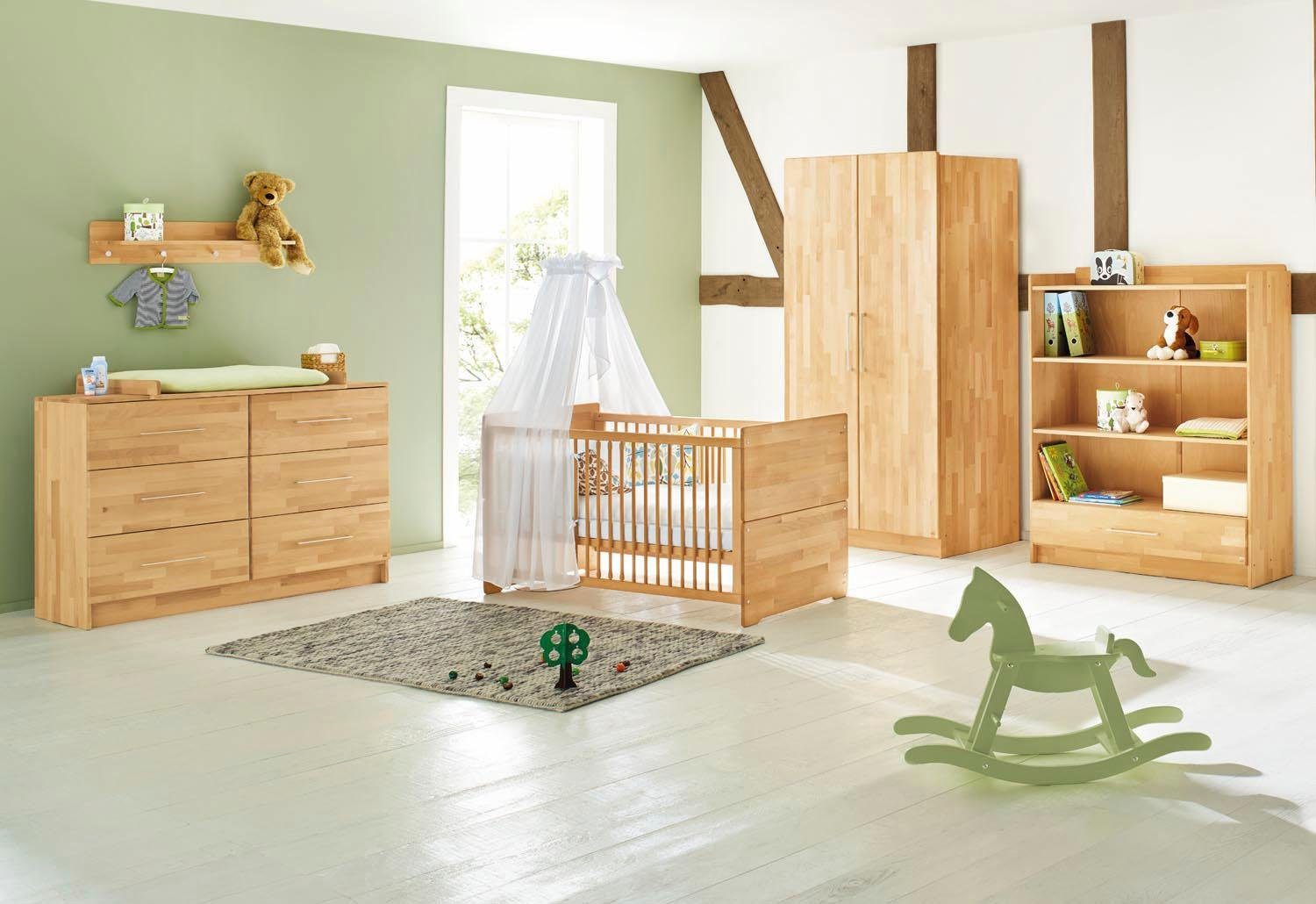 Möbel Babymöbel Pinolino® Babyzimmer-Komplettset Natura, (Set, 3-St), extrabreit; mit Kinderbett, Schrank und Wickelkommode; Mad