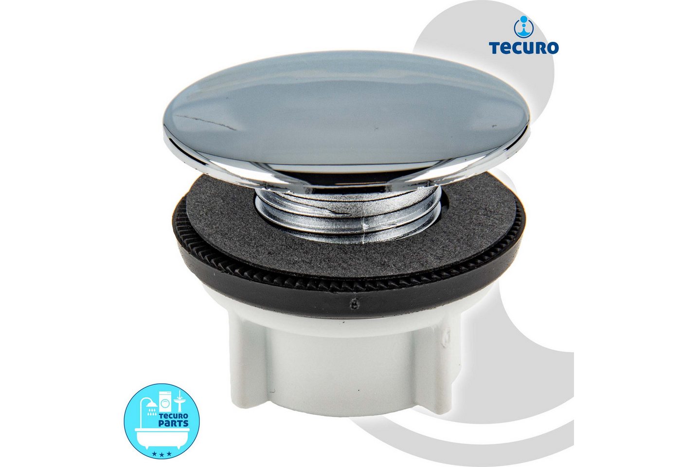 Thumbnail - tecuro Siphon Hahnlochstopfen Deckrosette Ø 42 mm - Edelstahlsichtplatte