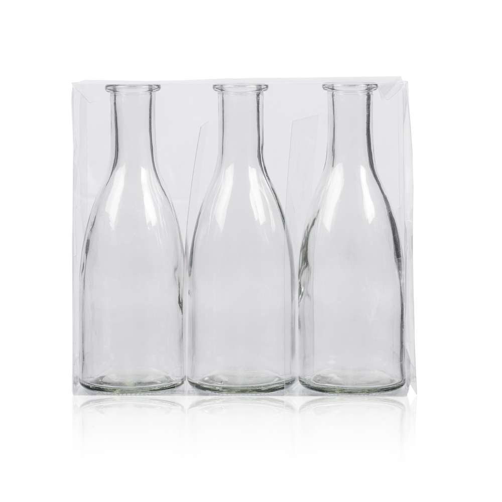 Sandra Rich Dekovase Glasvase 3er Set "Bottle groß" Ø 6,5 x 18,5cm, Glasflaschen